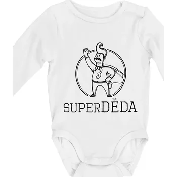 Kojenecký body Superhrdina děda - Body kojenecké s dlouhým rukávem - Dlouhý r. do 3 měs ( Bílá )