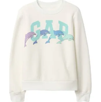 Dívčí oblečení Dívčí mikina GAP LOGO CREW XS Bílá, Mix