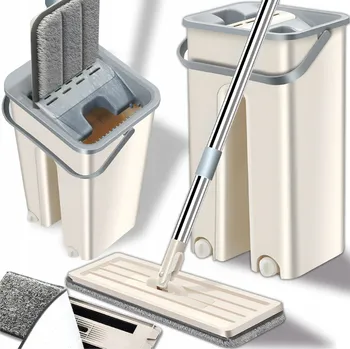 mop PLOCHÝ MOP NA MYTÍ PODLAHY S PLOCHÝM ŽDÍMACÍM DVOUKOMOROVÝM KYBLÍKEM