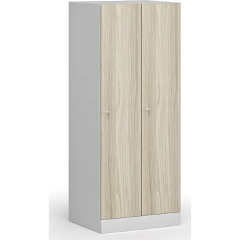 Nábytek B2B Partner Snížená šatní skříňka S1, 2 oddíly, 1500 x 600 x 500 mm, cylindrický zámek, laminované dveře, dub přírodní