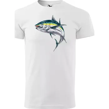 Pánské tričko Sablio Tričko s potiskem Ryba 1 - bílé 4XL