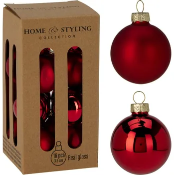 Vánoční ozdoba Sada 16 ks vánočních ozdob Crystal Harmony, červená, pr. 3,5 cm, sklo