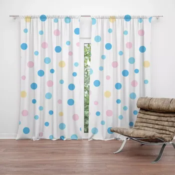 Závěs Sablio Závěs Barevné puntíky na bílé: 2ks 140x250cm