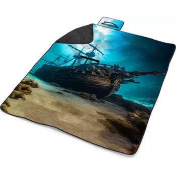 deka Sablio Plážová deka Vrak dřevěné lodi na dně moře: 200x140 cm