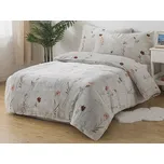 XPOSE® Francouzské mikroplyšové povlečení DIVOKÉ MÁKY Exclusive - světle šedé 200x220 cm, 70x90 cm, Mikroplyš + Prodloužená možnost vrácení zboží do 50 dnů