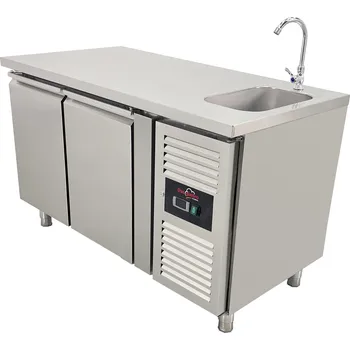 Jídelní stůl DASgastro Mrazicí stůl s dřezem se 2 dvířky