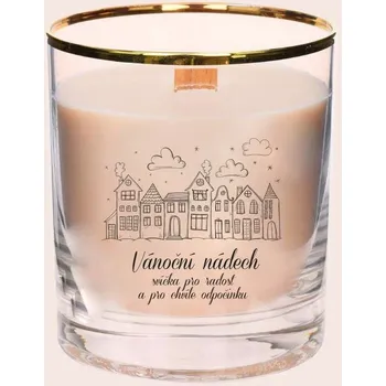 Svíčka Svíčka VÁNOČNÍ NÁDECH s domečky Barva: Krémová