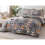 XPOSE® Bavlněné Renforcé povlečení ROZKOŠNÉ KOČKY - šedé 140x200 cm, 70x90 cm, Bavlna RENFORCÉ + Prodloužená možnost vrácení zboží do 50 dnů