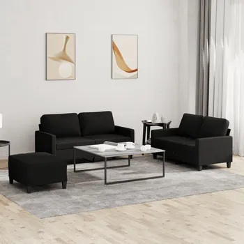 Pohovka 3dílná sedací souprava s poduškami černá textil IM_3201456