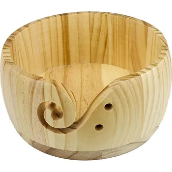 Organizér galanterie Pro Háčkování Miska na klubíčko dřevěná 13,5 x 8 cm přírodní