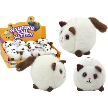 plyšák Plyšová kočka skákající – s piskotem a zvonečkem | bílá