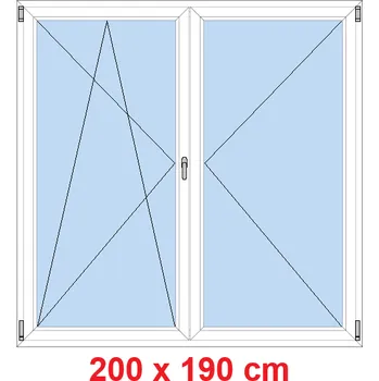 Okno Soft Dvoukřídlé balkonové dveře 200x190 cm, otevíravé a sklopné