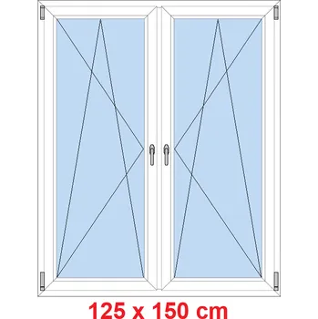 Okno Soft Dvoukřídlé plastové okno 125x150 cm, OS+OS, se sloupkem