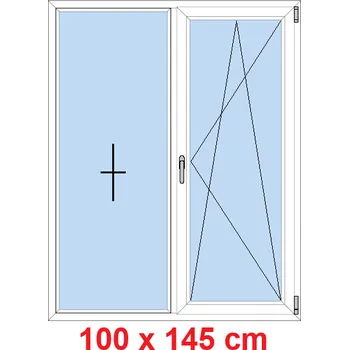 Okno Soft Dvoukřídlé plastové okno 100x145 cm, FIX+OS