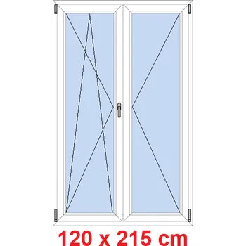 Okno Soft Dvoukřídlé balkonové dveře 120x215 cm, otevíravé a sklopné
