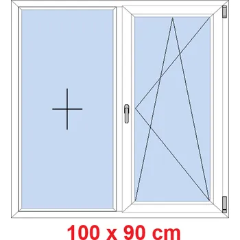 Okno Soft Dvoukřídlé plastové okno 100x90 cm, FIX+OS