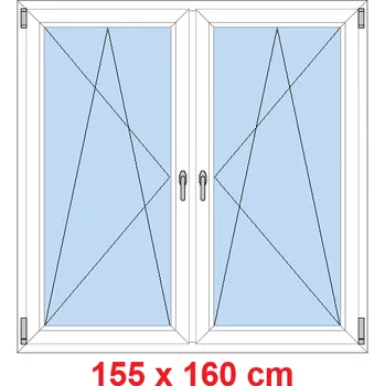 Okno Soft Dvoukřídlé plastové okno 155x160 cm, OS+OS, se sloupkem