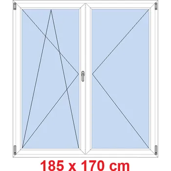 Okno Soft Dvoukřídlé balkonové dveře 185x170 cm, otevíravé a sklopné