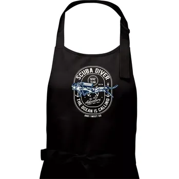 Kuchyňská zástěra Scuba Diver - Pánská zástěra na vaření - Univerzální velikost ( Černá )