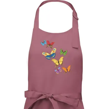 Kuchyňská zástěra Barevní motýli - Pánská zástěra na vaření - Univerzální velikost ( Starorůžová )