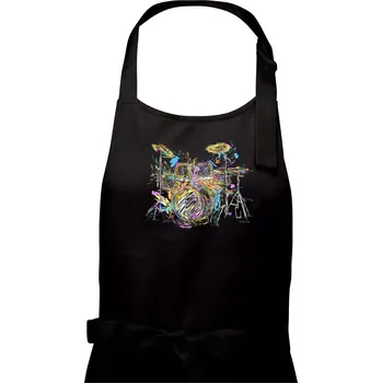 Kuchyňská zástěra Bicí barevné splash - Pánská zástěra na vaření - Univerzální velikost ( Černá )