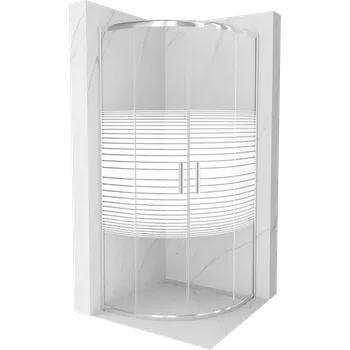 Mexen Rio půlkruhový sprchový kout 70 x 70 cm, bílé pruhy, chrom - 863-070-070-01-20 Sprchové kouty