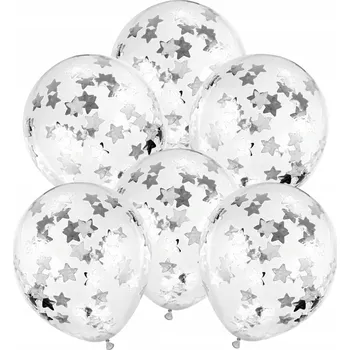 Balónek VELKÉ PRŮHLEDNÉ BALÓNKY S KONFETAMI STŘÍBRNÉ HVĚZDY
