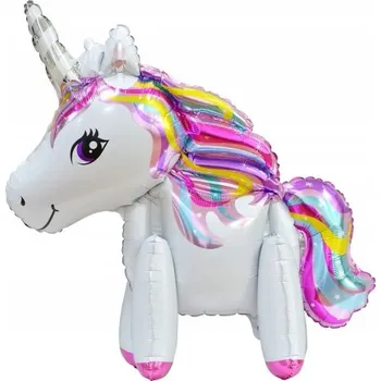 Balónek FÓLIOVÝ BALÓN JEDNOROŽEC DUHOVÝ NAROZENINY DEKORACE STOJÍCÍ VELKÝ 92X70 CM