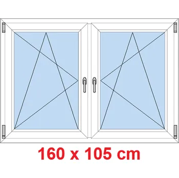 Okno Soft Dvoukřídlé plastové okno 160x105 cm, OS+OS, se sloupkem