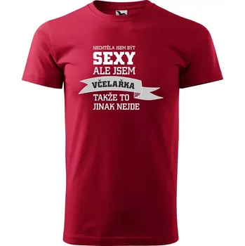 Sablio Tričko s potiskem Nechtěla jsem být sexy, ale jsem včelařka - červené 5XL