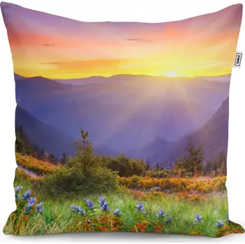 Polštář Sablio Polštář Západ slunce nad lesem - 60x60 cm