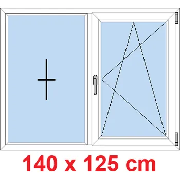 Okno Soft Dvoukřídlé plastové okno 140x125 cm, FIX+OS