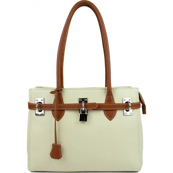 Kabelka GIOSTRA Dámská kožená kabelka Aga Medium Béžová s Camel ( koňaková )