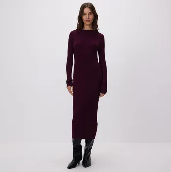 Dámské šaty Reserved - Žebrované šaty s viskózou - hnědá - 466HI-83X - 466HI-83X-XS