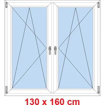 Okno Soft Dvoukřídlé plastové okno 130x160 cm, OS+OS, se sloupkem