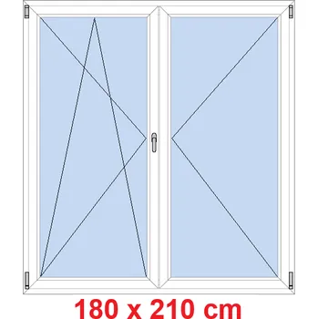 Okno Soft Dvoukřídlé balkonové dveře 180x210 cm, otevíravé a sklopné