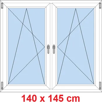 Okno Soft Dvoukřídlé plastové okno 140x145 cm, OS+OS, se sloupkem