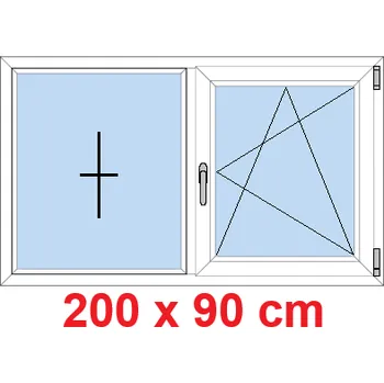 Okno Soft Dvoukřídlé plastové okno 200x90 cm, FIX+OS