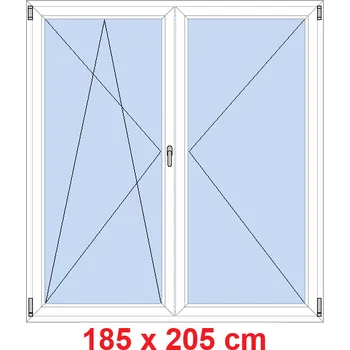 Okno Soft Dvoukřídlé balkonové dveře 185x205 cm, otevíravé a sklopné