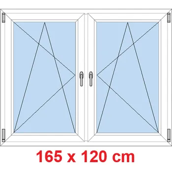 Okno Soft Dvoukřídlé plastové okno 165x120 cm, OS+OS, se sloupkem