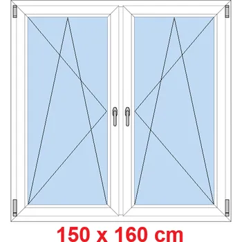 Okno Soft Dvoukřídlé plastové okno 150x160 cm, OS+OS, se sloupkem