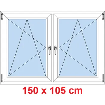 Okno Soft Dvoukřídlé plastové okno 150x105 cm, OS+OS, se sloupkem