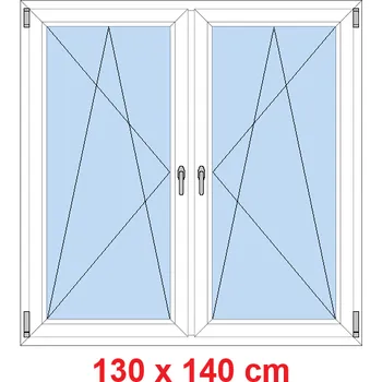 Okno Soft Dvoukřídlé plastové okno 130x140 cm, OS+OS, se sloupkem