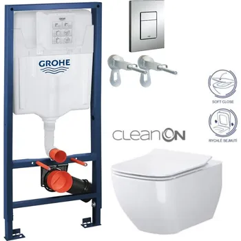 WC sada Grohe Rapid SL pro závěsné WC 38528SET s chromovou deskou + WC CERSANIT VIRGO CLEANON + SEDÁTKO 38772001 ME1