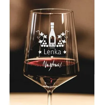 Sklenice Sklenička na víno "NA ZDRAVÍ!", 1ks (Do poznámky v nákupním košíku napište požadované jméno a rok)