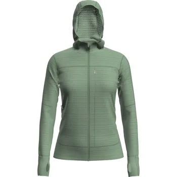Dámská móda dámská mikina se zipem a dlouhým rukávem ICEBREAKER Wom Mer 300 RealFleece Desc LS Zip Hoo SEAGLASS - XS