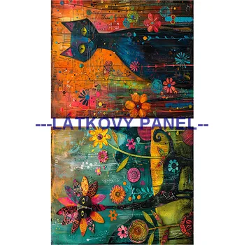 Látkový panel - Kočka - KČ-246 Velikost: 10x7cm, Materiál: Bavlna