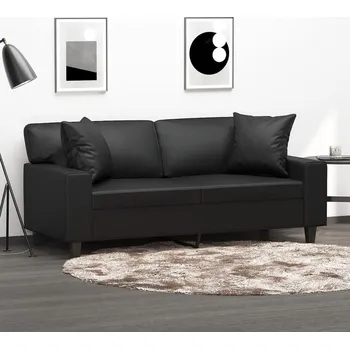 Pohovka 2místná pohovka s polštáři černá 140 cm umělá kůže IM_3200866