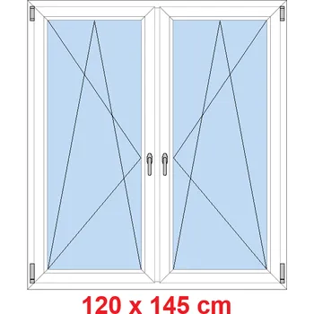 Okno Soft Dvoukřídlé plastové okno 120x145 cm, OS+OS, se sloupkem