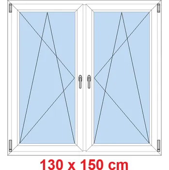 Okno Soft Dvoukřídlé plastové okno 130x150 cm, OS+OS, se sloupkem